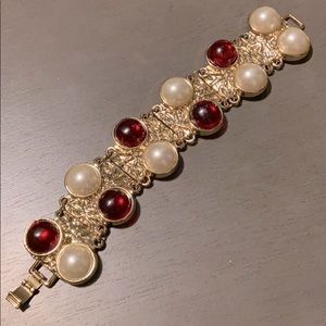 Vintage “ruby and pearl” bracelet
